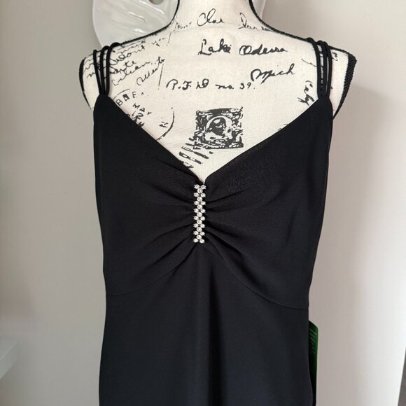 Jump Apparel Women's Sz 14 Vintage Y2K Strappy Rhinestone Black Party Dress NEW - Picture 3 of 5
